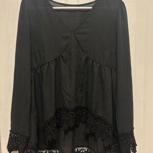 SHEIN Black Lace Detail Blouse